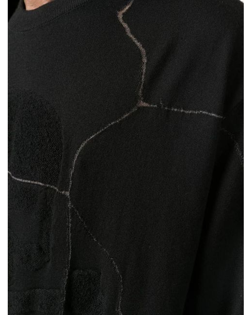 Philipp Plein Black Cracked-Effect Wool Jumper for men