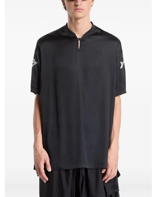 Y-3 Black Liquid Logo Satin T-Shirt for men