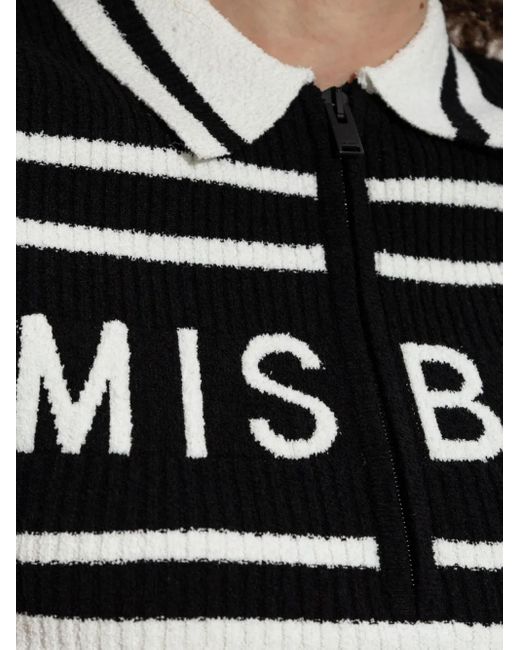 M I S B H V Black Cotton Short Polo With Logo