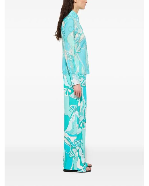 Emilio Pucci Blue Orchidee-Print Cotton Shirt