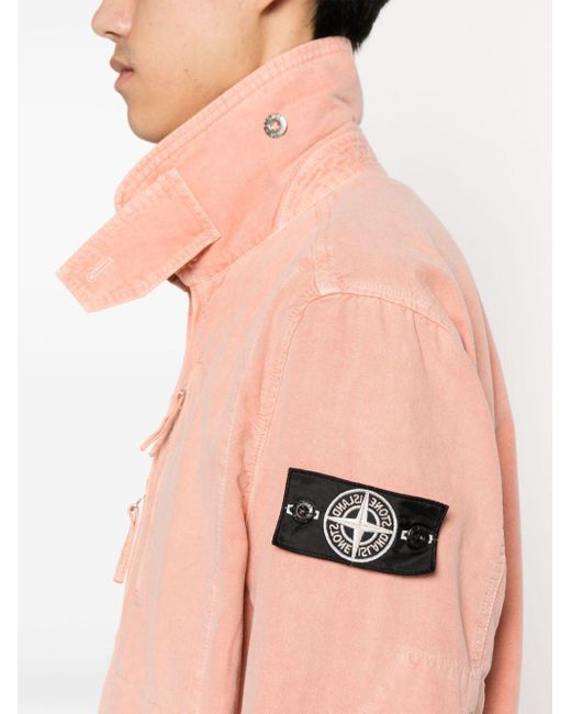 Stone Island Canvas-Jacke mit Kompass-Patch in Pink für Herren