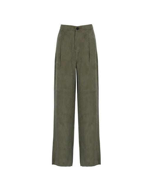 Emme Green Pleated Wide-Leg Trousers