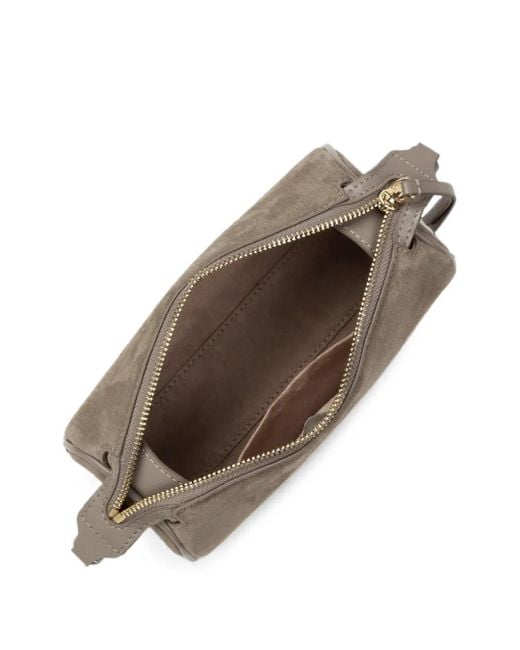 Lancaster Gray Small Suede-Effect Adjustable-Strap Shoulder Bag