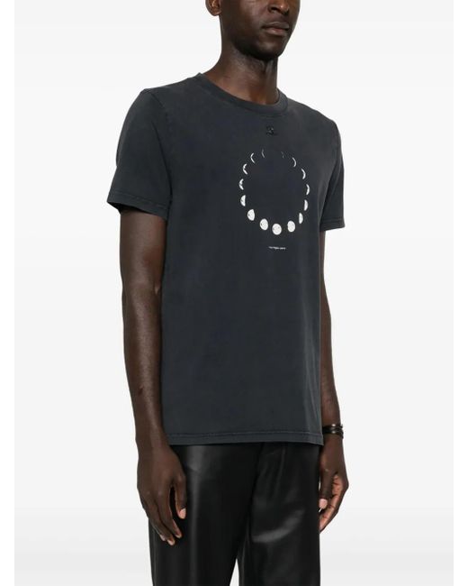 Courreges Black Logo-Patch Cotton T-Shirt for men