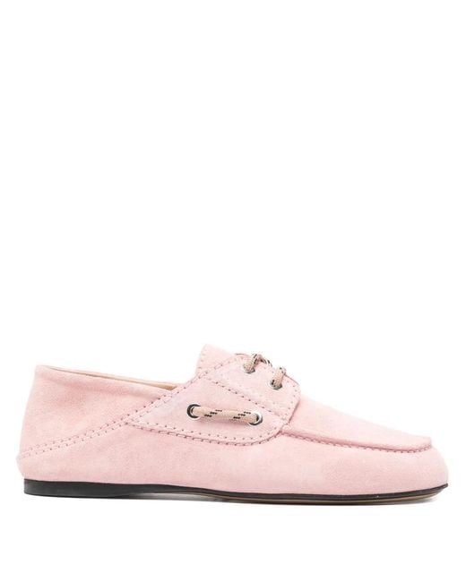 Sandro Pink Suede Boat Shoe Loafers