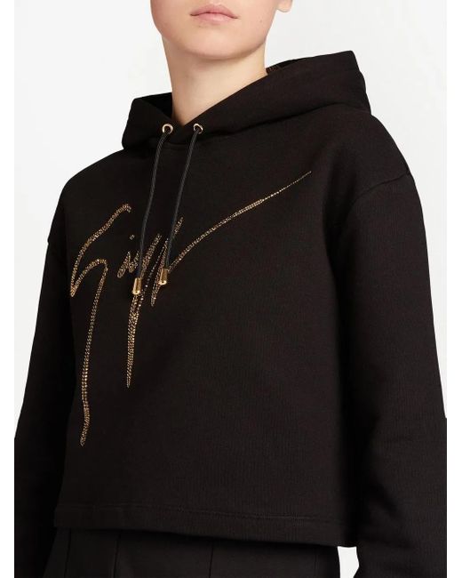 Giuseppe Zanotti Black Mailena Crystal-Logo Hoodie