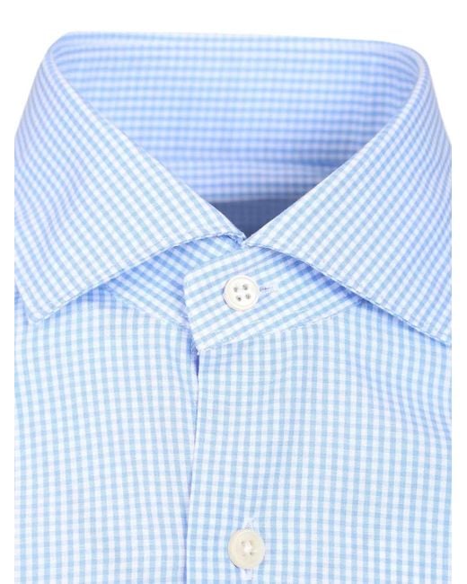 Al Duca D'aosta Blue Vichy Cotton Shirt for men