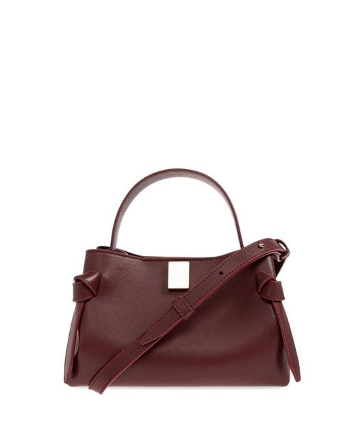 Yuzefi Purple Mini Gyoza Knotted Leather Tote Bag