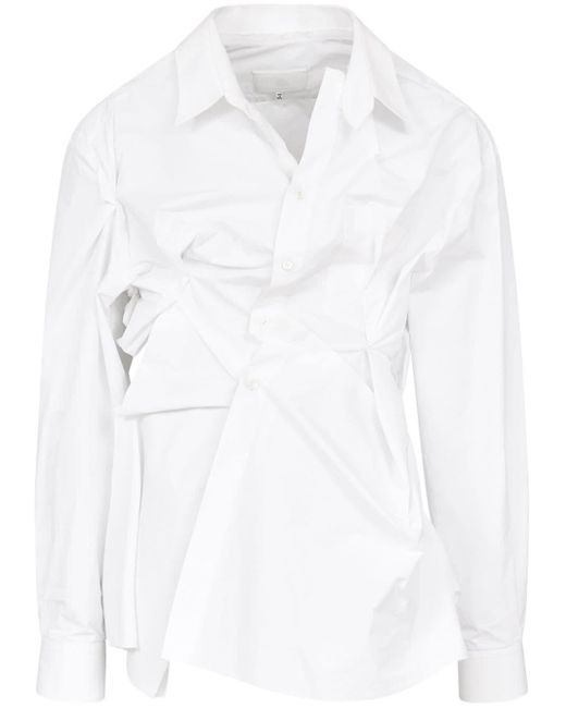 Camisa asimétrica fruncida Maison Margiela de color White