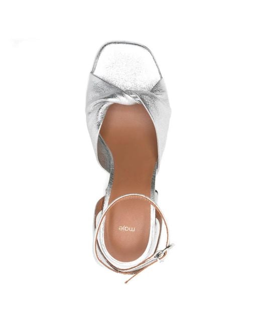Maje White Twisted Ankle-Strap Sandals
