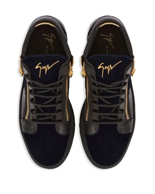 Giuseppe Zanotti Black Kriss Velvet Mid-Top Sneakers for men
