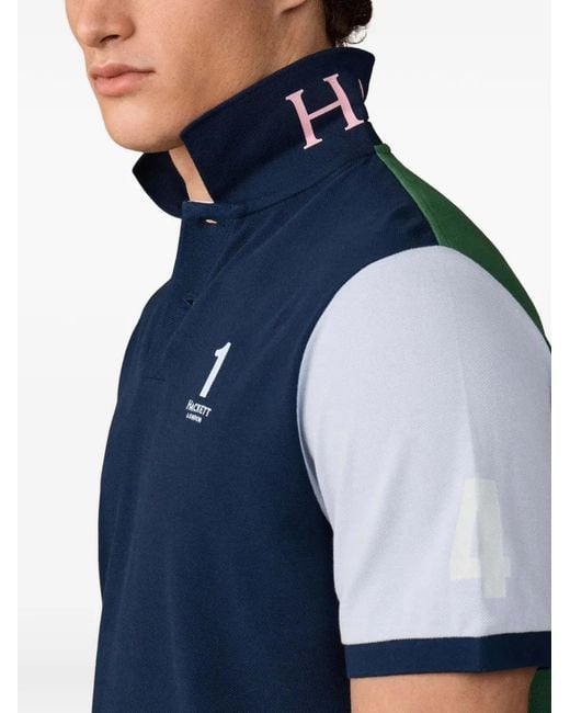Hackett Blue Heritage Colour-Block Polo Shirt for men