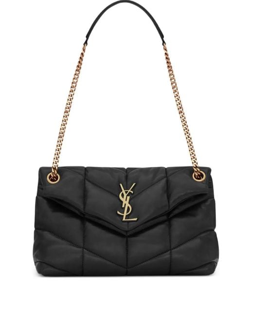Saint Laurent Black Small Monogram Puffer Shoulder Bag