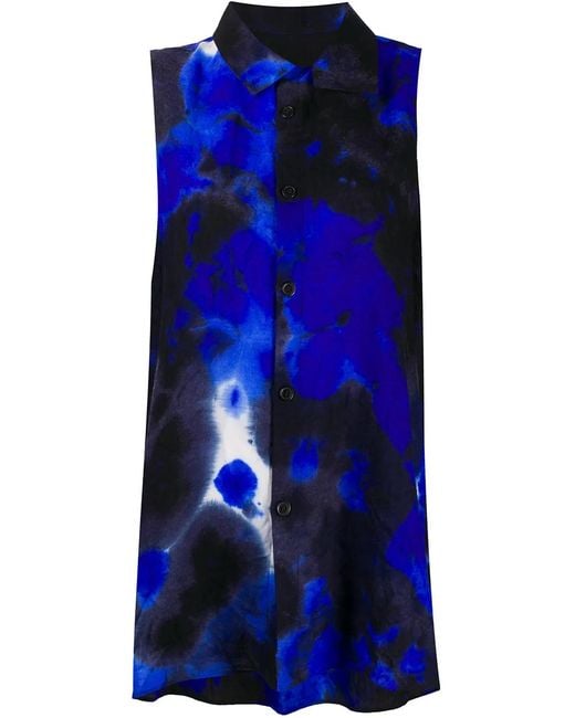 Y's Yohji Yamamoto Blue Longline Tie-Dye Shirt