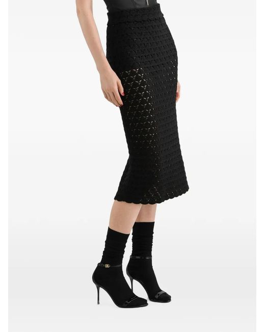 Dolce & Gabbana Black Crochet Skirt