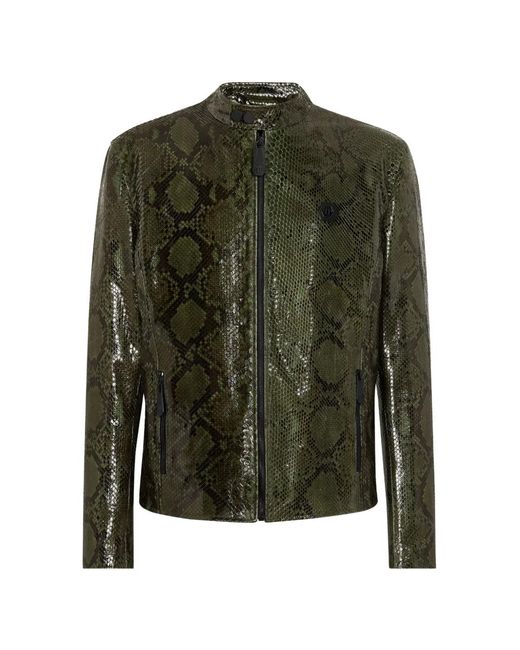 Philipp Plein Green Python-Effect Jacket for men