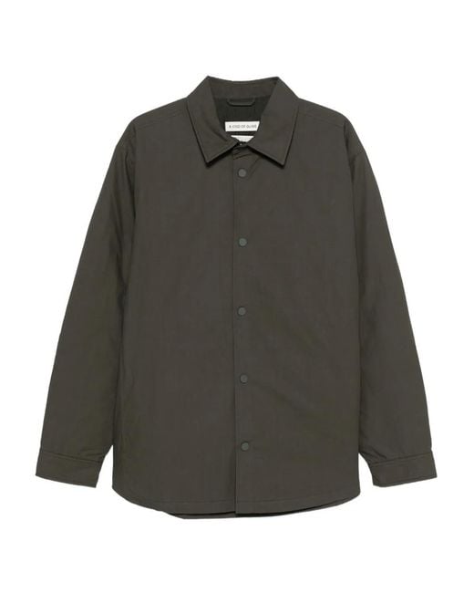 A Kind Of Guise Gray Olkay Quilted Padded Cotton Overshirt for men