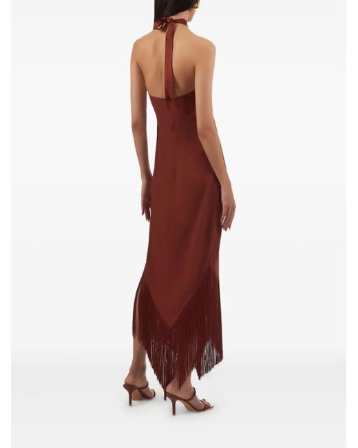 ‎Taller Marmo Purple Halter-Neck Fringe Dress