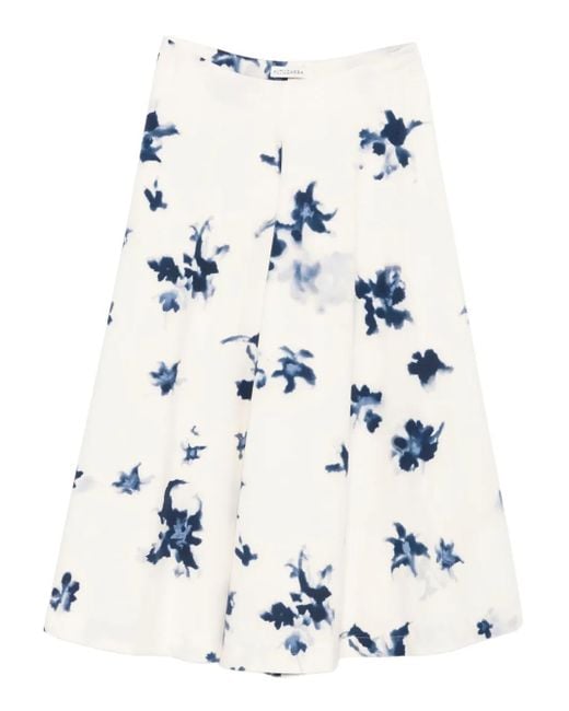 Altuzarra White Floral-Print Midi Skirt
