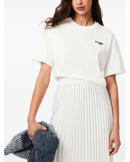 Lacoste White Logo-Patch T-Shirt