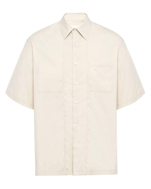 Camisa con logo triangular Prada de hombre de color White