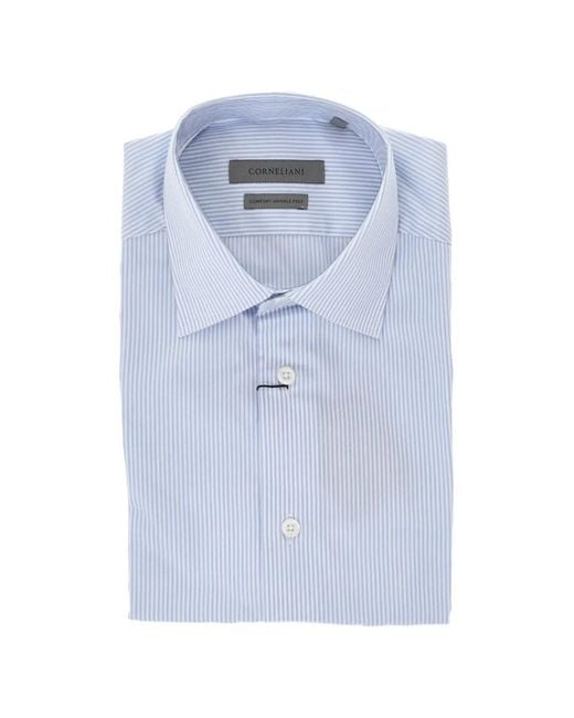 Corneliani Blue Striped Cotton Shirt for men