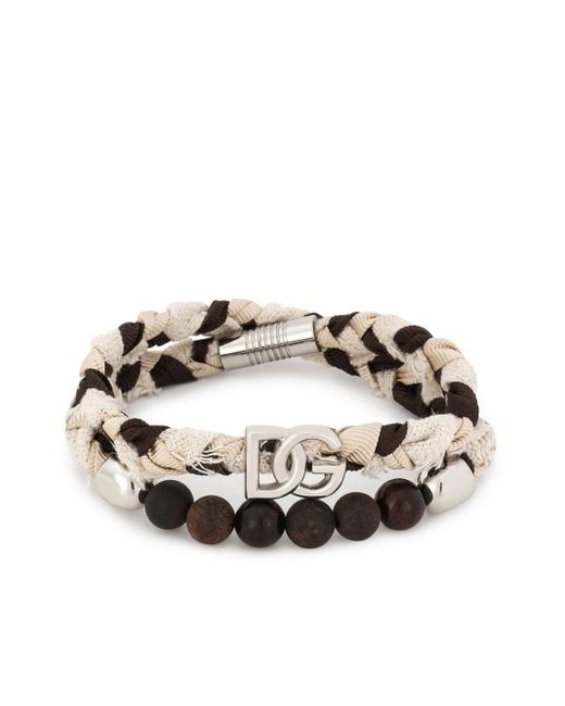 Dolce & Gabbana White Braided Interwoven Bracelet for men