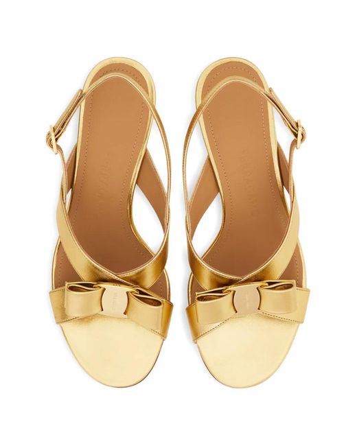 Ferragamo Metallic Vara Bow Sandals