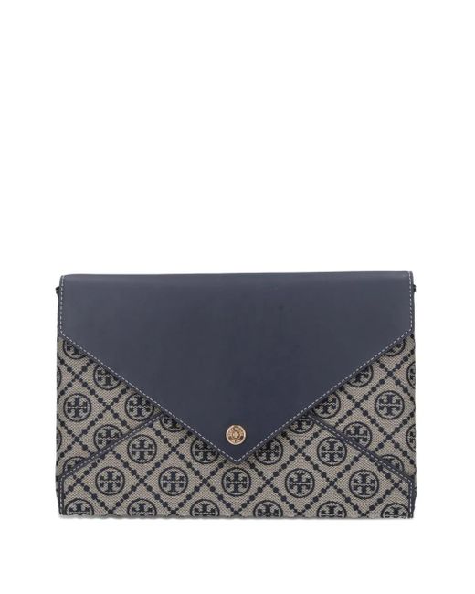 Tory Burch Gray Monogram Envelope Clutch