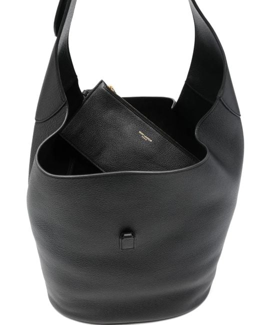 Bolso De Hombro Con Placa Del Logo Saint Laurent de color Black
