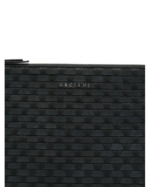 Orciani Black Leather Briefcase for men