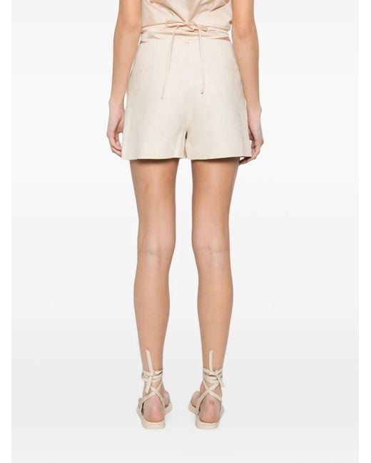 Twinset Natural Floral-Embroidery Shorts