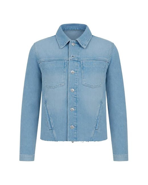 L'Agence Blue Janelle Raw-Edge Denim Jacket