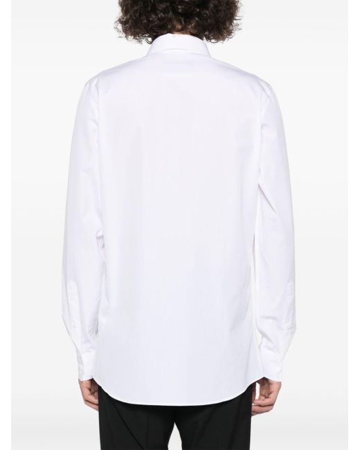 Chemise en coton à logo brodé Moschino pour homme en coloris White