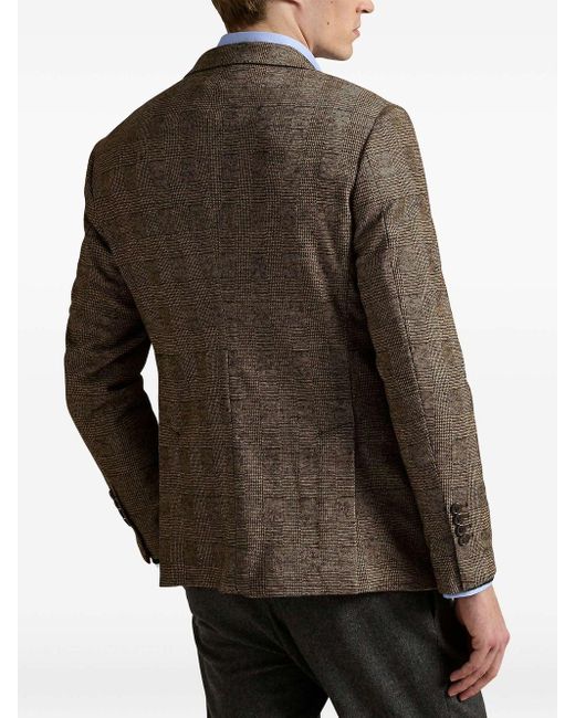 Polo Ralph Lauren Brown Checke-Pattern Single-Breasted Blazer for men