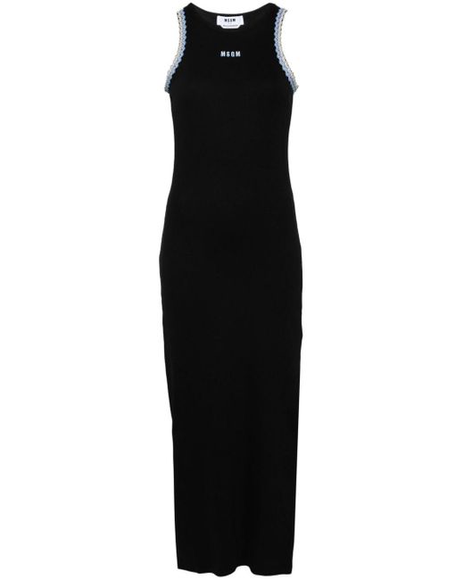 MSGM Maxi-jurk Met Geborduurd Logo in het Black