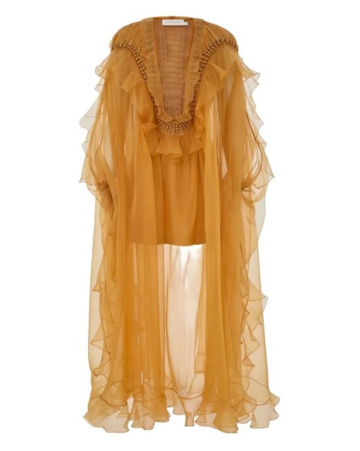 Zimmermann Orange Robe Longue Balance Braided