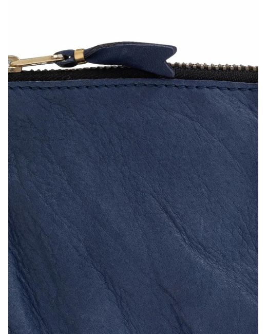 Comme des Garçons Blue Grained Leather Wallet