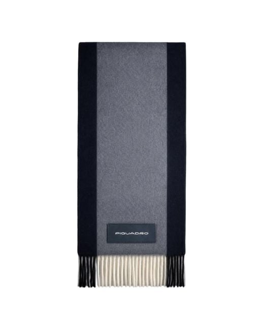 Piquadro Blue Colour-Block Fringed Scarf for men