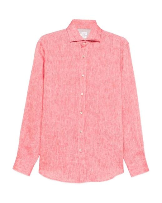 Brunello Cucinelli Button-Up Overhemd in het Pink voor heren