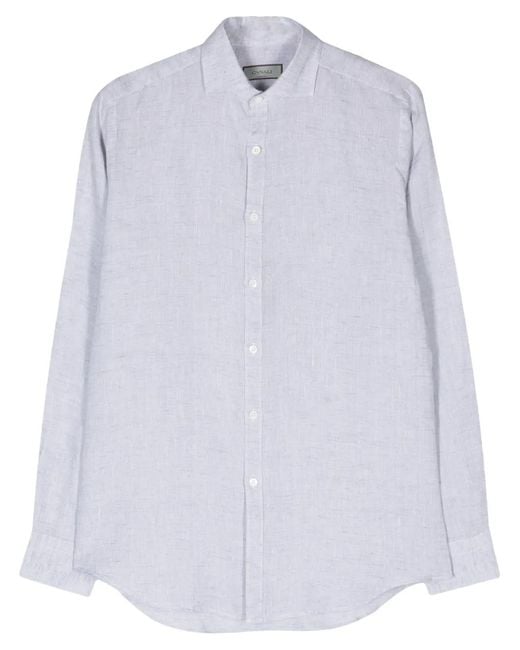 Canali White Spread-Collar Long-Sleeve Shirt for men