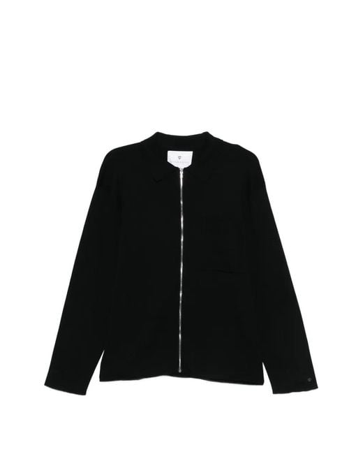 Seven Gauge Black Zip Front Cardigan for men