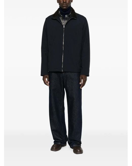 Herno Blue Shearling-Collar Raglan-Sleeve Jacket for men