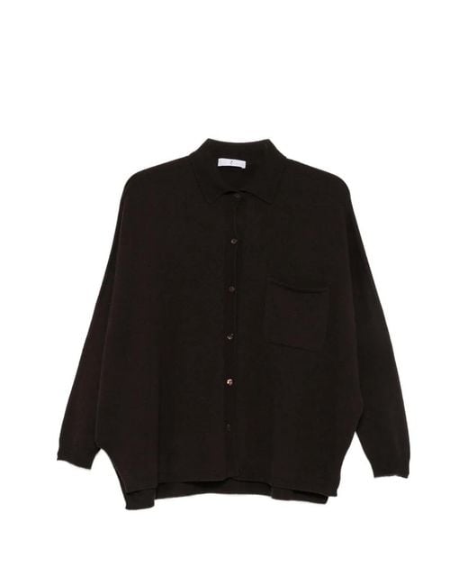 Whyci Black Chest-Pocket Button-Up Cardigan