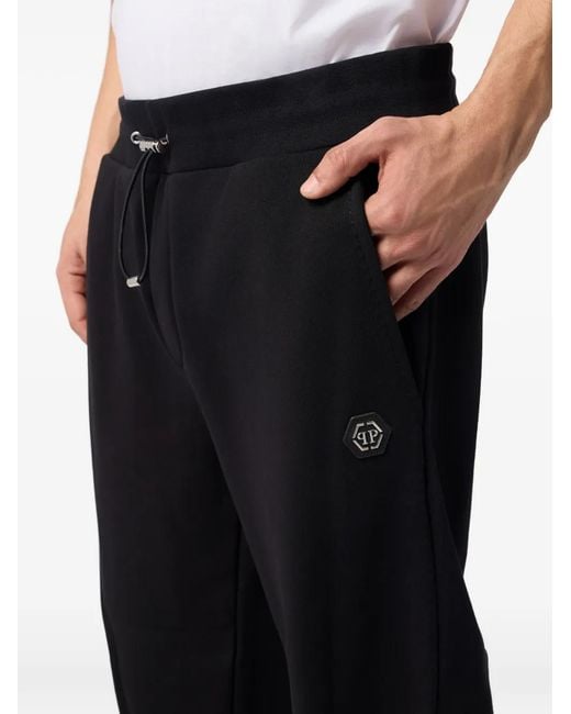 Philipp Plein Black Logo-Patch Track Pants for men