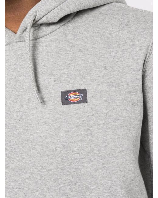 Dickies Gray Logo-patch Long-sleeve Hoodie for men