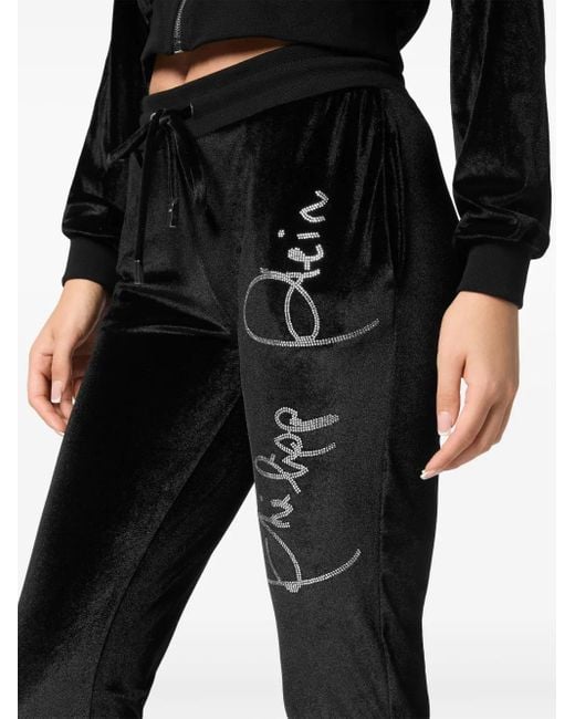 Philipp Plein Crystal Signature Broek in het Black