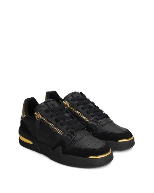 Giuseppe Zanotti Black Zip-Detail Leather Sneakers for men