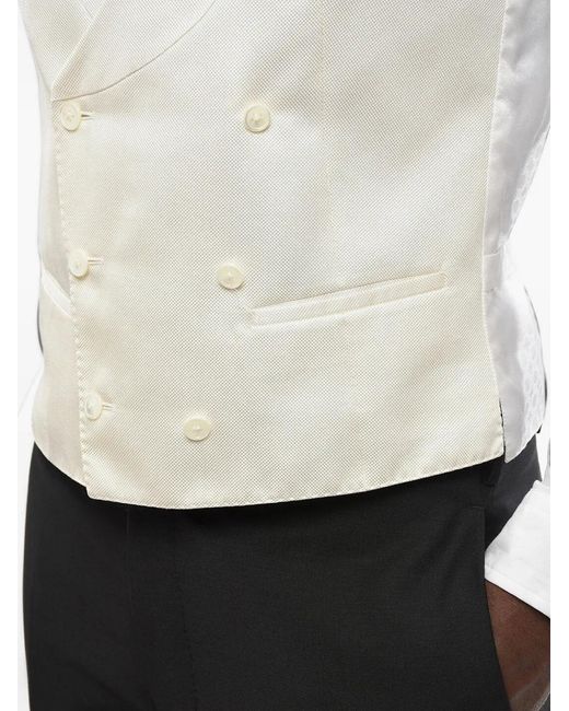 Corneliani White Double-Breasted Silk Waistcoat for men