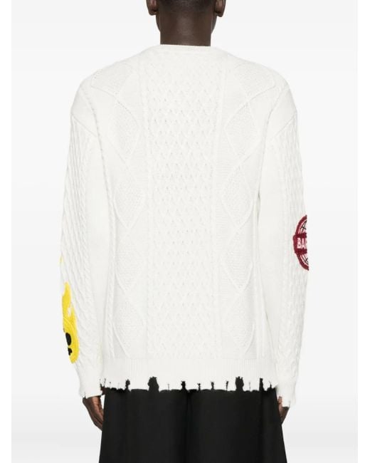 Barrow Distressed-Pullover Mit Patch in White für Herren